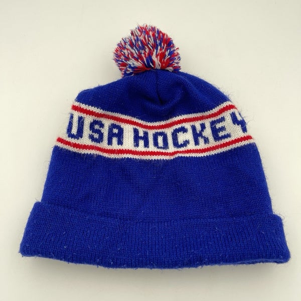 Vintage USA Hockey Winter Beanie Pom Hat Cap Rare Made In USA