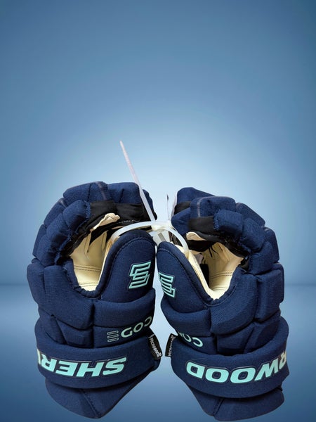 Sher-Wood Code JR Encrypt 1 Pro Gloves (New)- Blue and Teal and black and green size 12