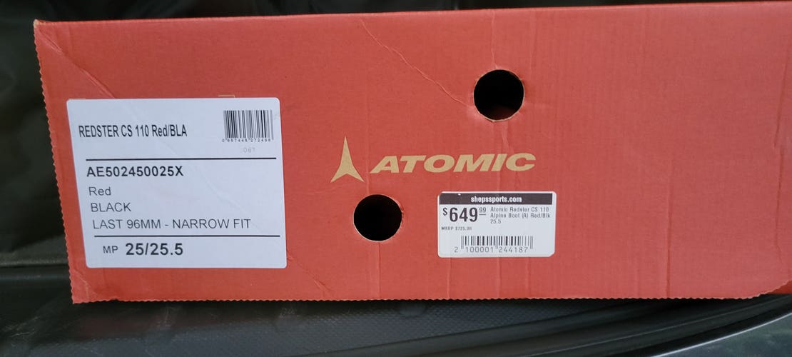 Mondo 25 & 25.5 Unisex Atomic All Mountain Redster Club Sport 110 Ski Boots Medium Flex (Used)
