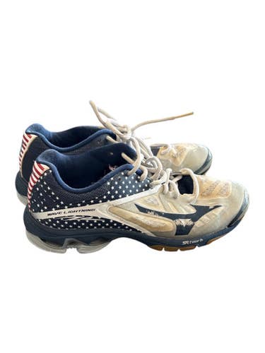 Used Mizuno VB Shoes Adult White/Royal/Red Senior 7.5 11862-S000089889