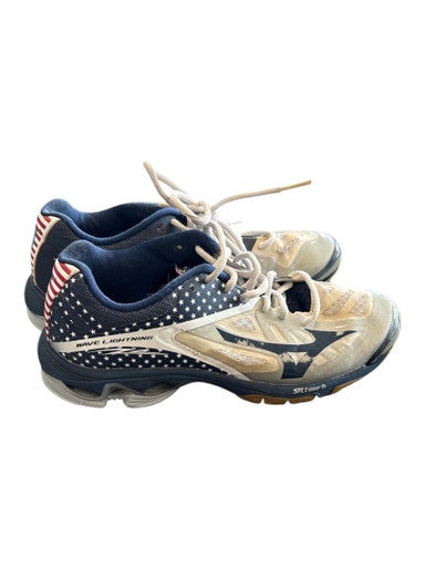 Used Mizuno VB Shoes Adult White/Royal/Red Senior 7.5 11862-S000089889