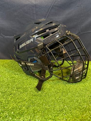 New Small Navy Blue Bauer Re-Akt 155 Helmet w/ Used Bauer Profile II Black Cage