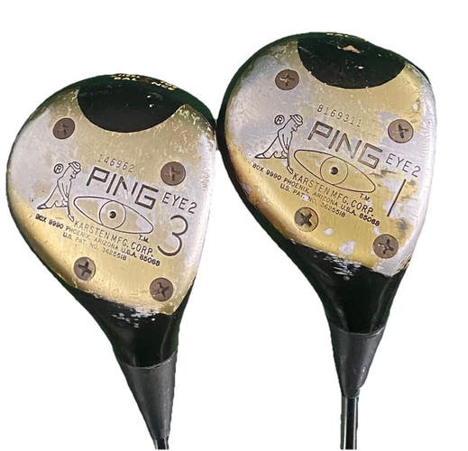 Ping Eye2 Karsten Wood Set 1W,3W Black Dot RH ZZ Lite Stiff Steel Nice CP2 Grips