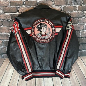 Vintage Betty Boop Motorcycle Club Leather American Toons Bomber Jacket Size XL