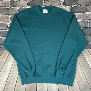 Vintage Jerzees Blank Crewneck Sweatshirt Mens XL Green Teal Sweater 90s USA