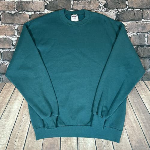Vintage Jerzees Blank Crewneck Sweatshirt Mens XL Green Teal Sweater 90s USA