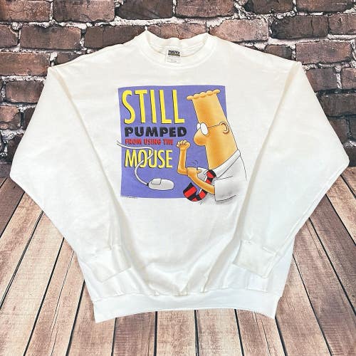 Vintage Dilbert Pumped Computer Keyboard Warrior Crewneck Sweatshirt Funny Sz XL