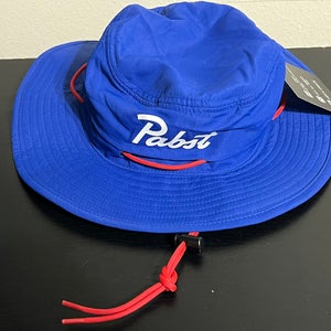 PBR Pabst Blue Ribbon Bucket Hat With Boonie Neck Drape Blue / Red OSFM NWT