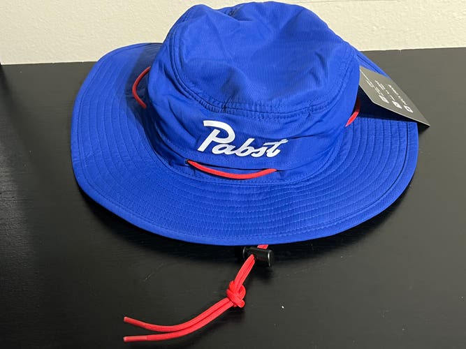 PBR Pabst Blue Ribbon Bucket Hat With Boonie Neck Drape Blue / Red OSFM NWT