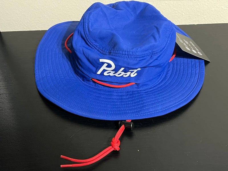 PBR Pabst Blue Ribbon Bucket Hat With Boonie Neck Drape Blue / Red OSFM NWT