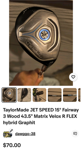 Men's TaylorMade JetSpeed Right Handed Hybrid Regular Flex 3H (Used)