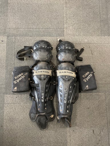 Used Easton ADULT SHIN GUARDS Catchers Leg Guards Black Adult 11614-S000223679