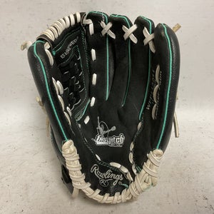 Used Rawlings WFP115MT RH Throw Fastpitch Gloves Black And Sky Blue 11 1/2" 11855-S000193007