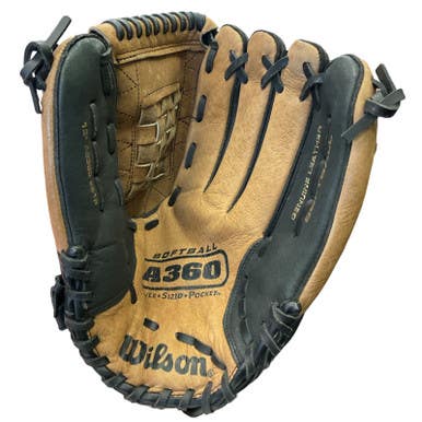 Used Wilson A360 WIDE POCKET BB/SB Glove RH Throw Tan And Black 13" 11859-S000026389