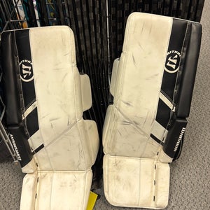 24" + 1" Warrior RG5 Ritual G5 (Used) White Junior Goalie Leg Pads Jr ice hockey goal