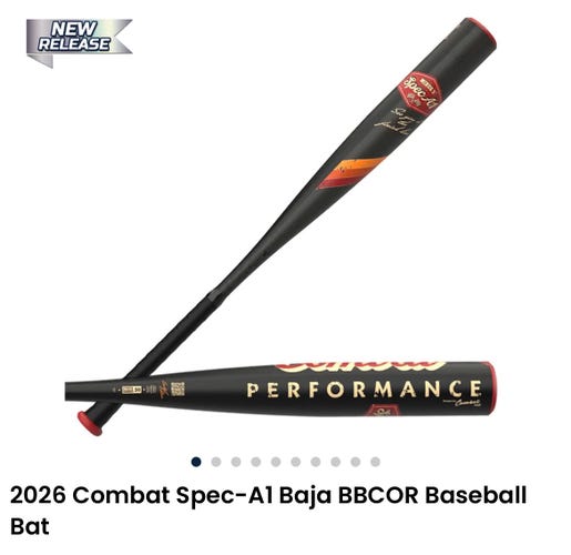 2026 Combat MFG Spec A1 Alloy BBCOR Certified Bat (-3) 30 oz 33" (New)