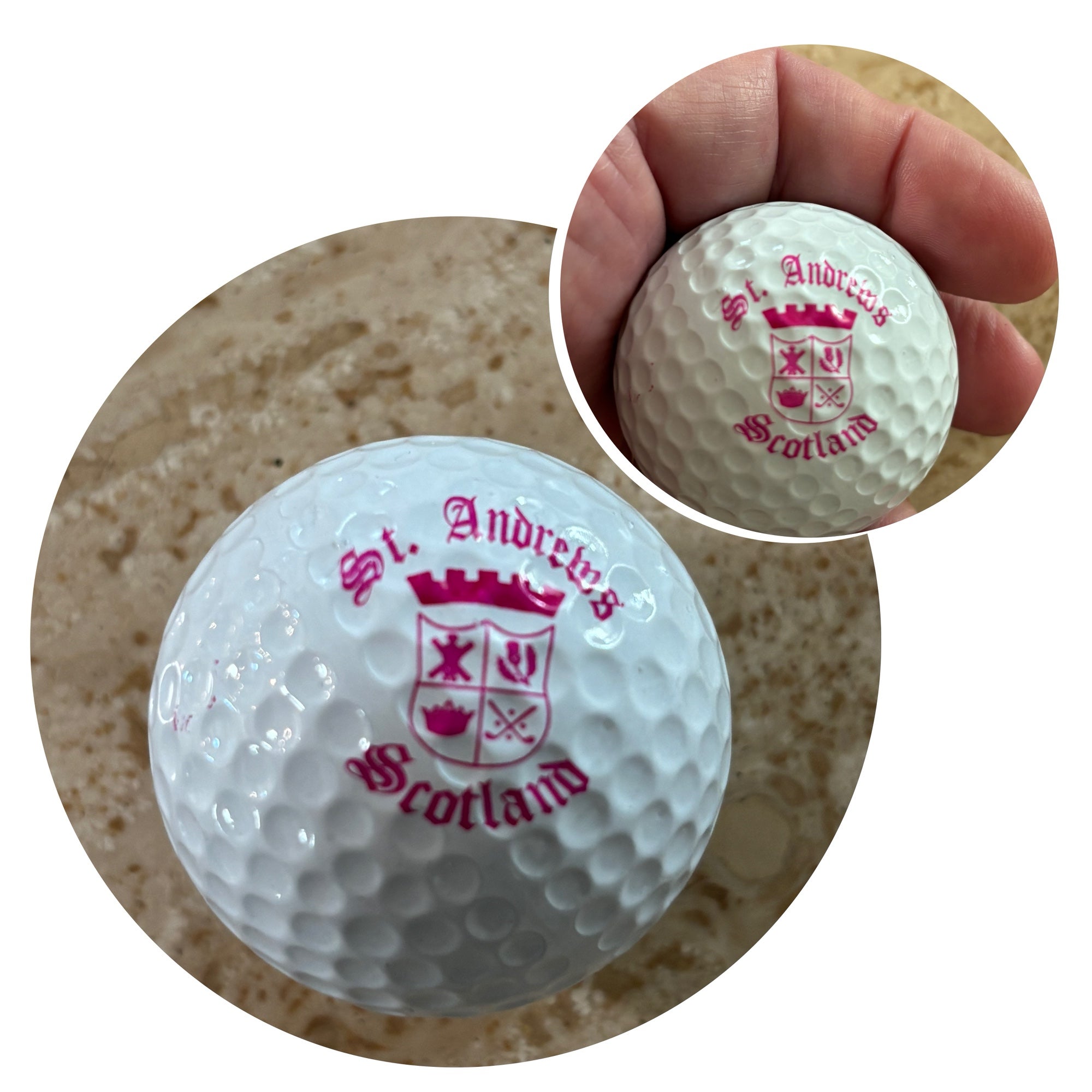 ST. ANDREWS GOLF LINKS - RED DOUBLE-SIDED LOGO'D GOLF BALL - NWOT