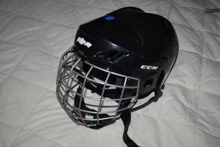CCM 50 Hockey Helmet w/FM50 Cage (12/2026), Black, Small