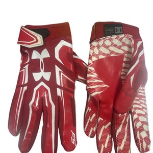 Used Under Armour GLOVES FB Gloves Red And White LG 11862-S000091371