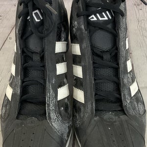 Adidas High Abrasion Youth Size 9.5 Baseball Metal Cleats Embroidered Logo Black
