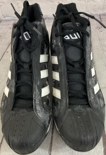 Adidas High Abrasion Youth Size 9.5 Baseball Metal Cleats Embroidered Logo Black