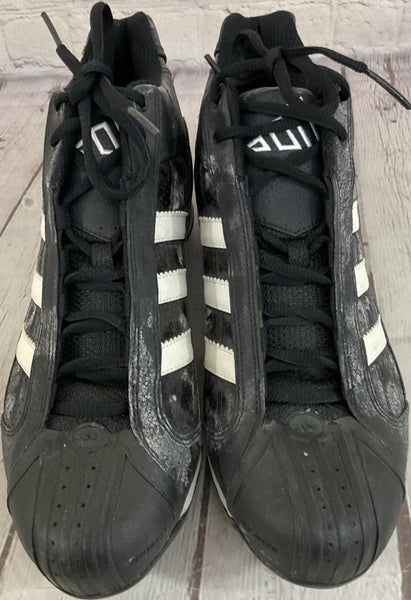 Adidas High Abrasion Youth Size 9.5 Baseball Metal Cleats Embroidered Logo Black