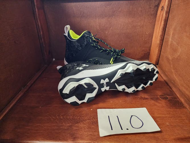 Black Men's Size M 11.0 (W 12.0) Adult Under Armour High Top Molded Cleats (New)