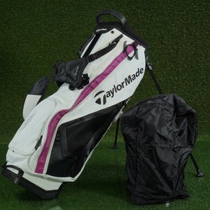TAYLORMADE PURELITE STAND BAG 5 WAY DIVIDERS GOLF BAG WHITE / LAVENDER ~ LOOK!!