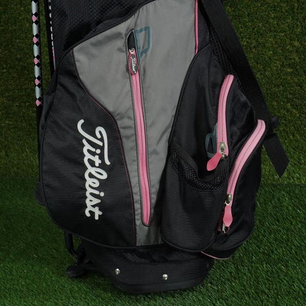 TITLEIST LIGHTWEIGHT STAND BAG 4 WAY DIVIDERS GOLF BAG PINK / GRAY