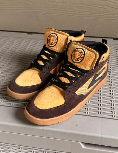 Mens Lakai Trudger Mid Top Skateboard Shoes - Chocolate/Gum Suede - US Size 10.5