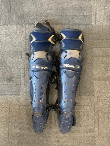Used Wilson SHIN GUARDS Catchers Leg Guards Navy Blue Junior 11614-S000223724