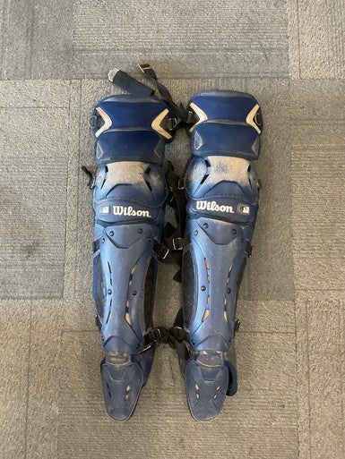 Used Wilson SHIN GUARDS Catchers Leg Guards Navy Blue Junior 11614-S000223724