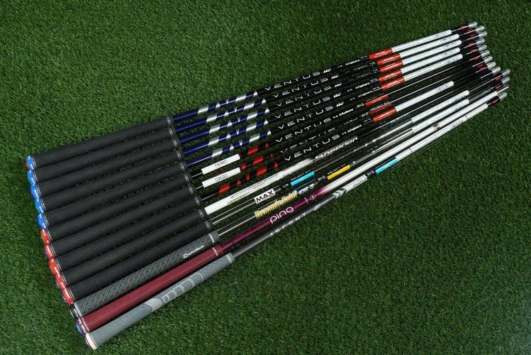 LOT OF 13 TAYLORMADE PING IRON FITTING/DEMO SHAFTS FUJIKURA VENTUS ADILA SPEEDER