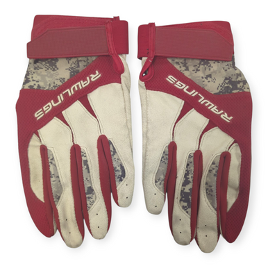 Used Rawlings BB/SB Batting Gloves Cardinal And White LG 11862-S000091372