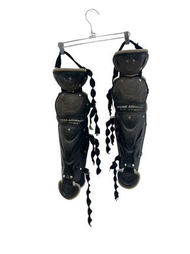 Used Under Armour SHIN GUARDS Catchers Leg Guards Black Junior 11692-S000141057