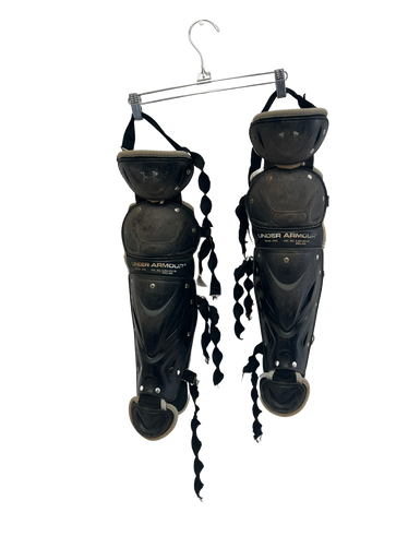 Used Under Armour SHIN GUARDS Catchers Leg Guards Black Junior 11692-S000141057