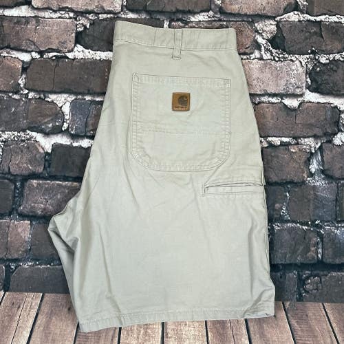 Vintage Carhartt Carpenter Canvas Shorts 34 Skater Workwear B144 Tan Khaki