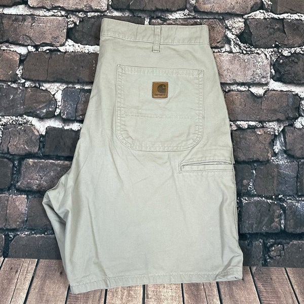 Vintage Carhartt Carpenter Canvas Shorts 34 Skater Workwear B144 Tan Khaki