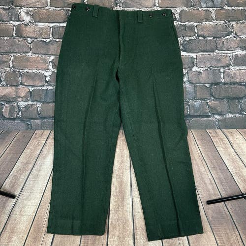 Vintage Hunting Thick WOOL Green Outdoor Pants Size 36x26 Mackinaw Sportsman