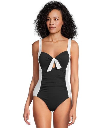 Tommy Bahama Island Cays One-Piece Women's 8 Black White Stretch Swimsuits TLW32