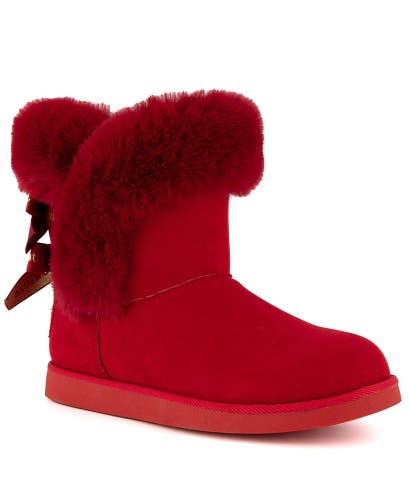 Juicy Couture King 2 Women's Red Faux Fur Round Toe Ankle Weather Boots TZP186
