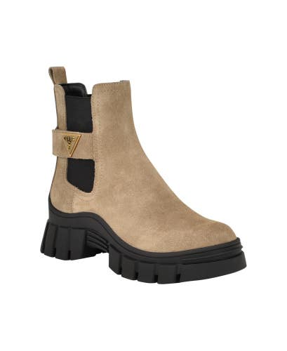 Guess Hensly 2 GWHENSLY2 Women's US 8 Brown Suede Round Toe Chelsea Boots TZP177