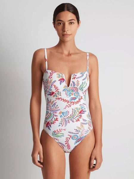 Lauren Ralph Lauren Fleurette U Wire One-Piece Women's 4 Multi Swimsuits TLW54