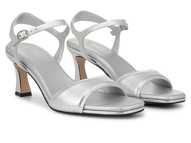 Naturalizer 27 Edit Grace Sandals Women's 8.5 Silver Leather Ankle Strap TZP207