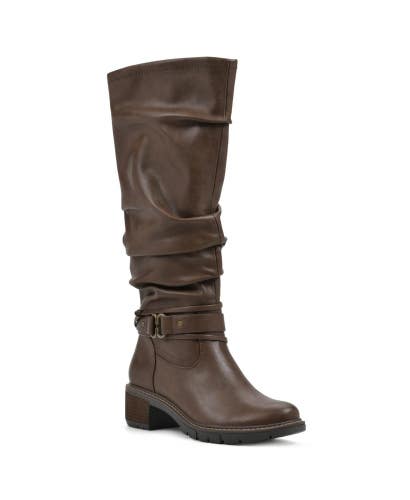 White Mountain Crammers Women's US 7 Chestnut Smooth Knee-High Boots TZP172