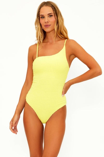 Beach Riot Athena One-Piece Women's Small Citrine Crush Stretch Swimsuits TLW15