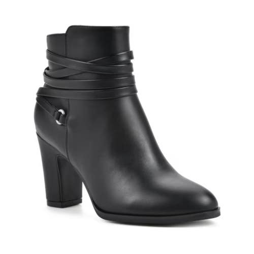 White Mountain Teaser Boots Women's US 11 Black Smooth Block Heel Bootie TZP170