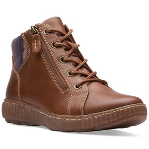 Clarks Caroline Park Boots Women's US 10 Dark Tan Leather Ankle Bootie TZP189