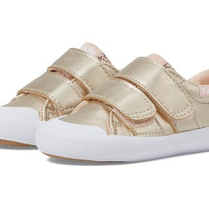 Keds Courtney HL Sneakers Girls US 8 Rose Gold Leather Double Strap Shoes TLW3