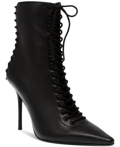 Steve Madden Allnight ALLN02S1 Boots Women's 10 Black Leather Pointed Toe TZP195
